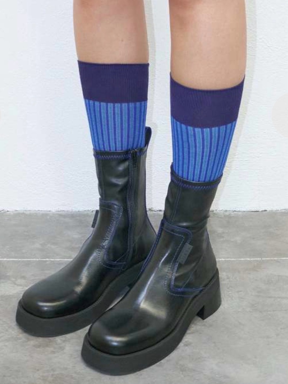 E8 by Miista Oliana in Raven - Black Blue Leather Boots – EU 39